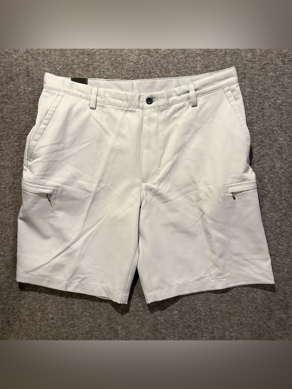 Izod Perform X Golf Shorts Mens 38 Gray UPF 50 Zip Cargo Pockets 9" inseam NWT